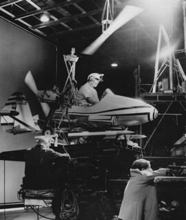 Gadgetry: Little Nellie on the set. Gadgetry: Little Nellie on the set.