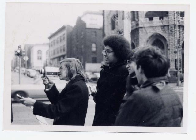Doherty (with camera) and Apar cast members on location in 1973.